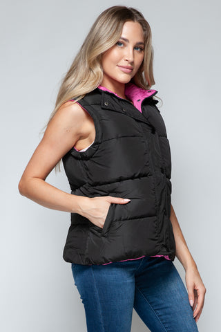 Shop Snobbish Snap and Zip Closure Hooded Vest - High-Quality U.S. Made Women’s Fashion with Free & Fast Shipping