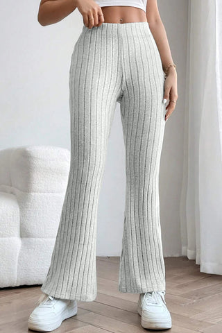 Shop Basic Bae Full Size Ribbed High Waist Flare Pants - High-Quality U.S. Made Women’s Fashion with Free & Fast Shipping