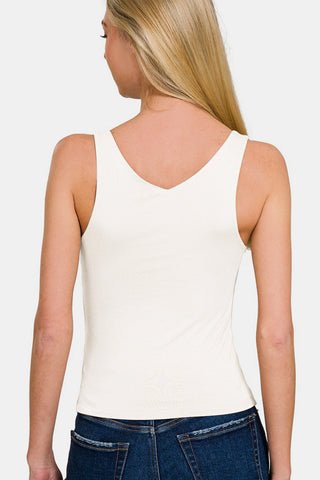 Shop Zenana Double Layer V Neck Tank - High-Quality U.S. Made Women’s Fashion with Free Fast Shipping