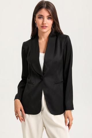 Shop Black Long Sleeve Shawl Collar Blazer - High-Quality U.S. Made Women’s Fashion with Free & Fast Shipping