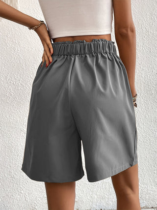 Shop Pocketed Half Elastic Waist Shorts - High-Quality U.S. Made Women’s Fashion with Free Fast Shipping