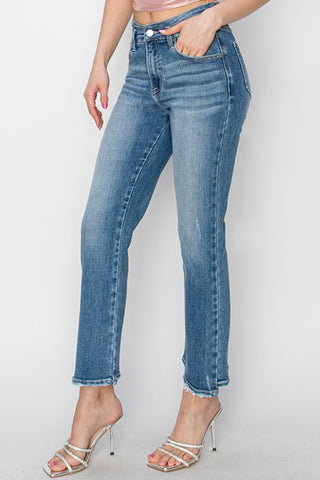 Shop RISEN High Rise Slim Straight Jeans - High-Quality U.S. Made Women’s Fashion with Free & Fast Shipping