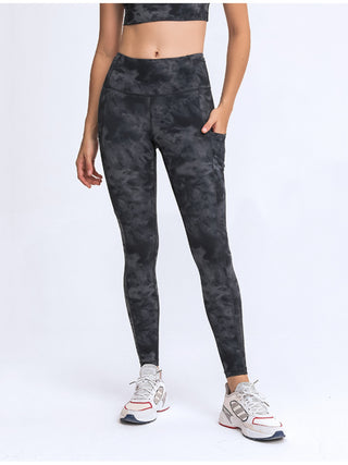 Shop Black Wide Waistband Leggings with Pockets - High-Quality U.S. Made Women’s Fashion with Free & Fast Shipping