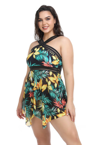 Shop Plus Size Handkerchief-Hem Swim Dress and Bottoms Set - High-Quality U.S. Made Women’s Fashion with Free & Fast Shipping