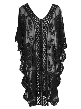 Shop Lace V-Neck Half Sleeve Cover-Up - High-Quality U.S. Made Women’s Fashion with Free & Fast Shipping