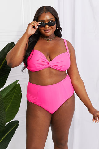 Shop Marina West Swim Take A Dip Twist High-Rise Bikini in Pink - High-Quality U.S. Made Women’s Fashion with Free Fast Shipping