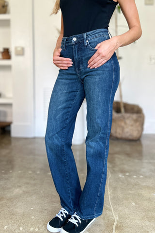 Shop Judy Blue Full Size Tummy Control Straight Jeans - High-Quality U.S. Made Women’s Fashion with Free & Fast Shipping