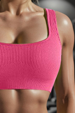 Shop Square Neck Wide Strap Active Bra - High-Quality U.S. Made Women’s Fashion with Free & Fast Shipping