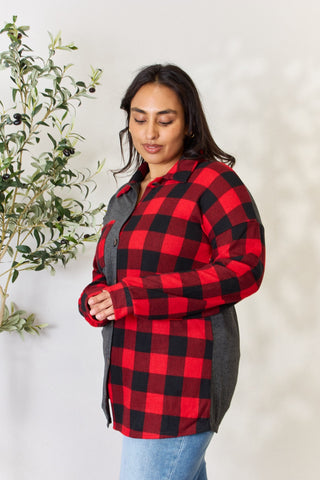 Shop Heimish Full Size Plaid Button Down Shacket - High-Quality U.S. Made Women’s Fashion with Free & Fast Shipping