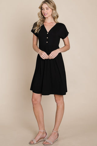 Shop BOMBOM V-Neck Short Sleeve Dress - High-Quality U.S. Made Women’s Fashion with Free & Fast Shipping