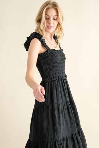 Shop And The Why Smocked Ruffled Tiered Dress - High-Quality U.S. Made Women’s Fashion with Free & Fast Shipping