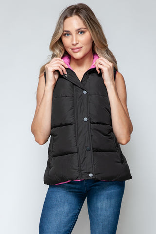 Shop Snobbish Snap and Zip Closure Hooded Vest - High-Quality U.S. Made Women’s Fashion with Free & Fast Shipping