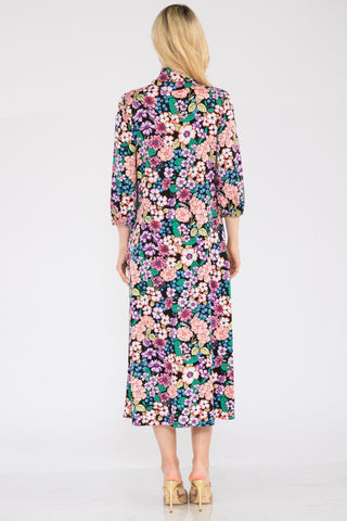 Shop Celeste Full Size Floral Midi Dress with Bow Tied - High-Quality U.S. Made Women’s Fashion with Free & Fast Shipping