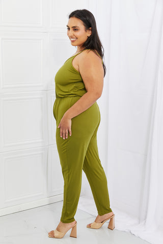 Shop Capella Comfy Casual Full Size Solid Elastic Waistband Jumpsuit in Chartreuse - High-Quality U.S. Made Women’s Fashion with Free & Fast Shipping