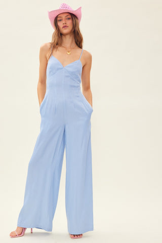 Shop Idem Ditto Drawstring Back Sleeveless Wide Leg Jumpsuit - High-Quality U.S. Made Women’s Fashion with Free & Fast Shipping