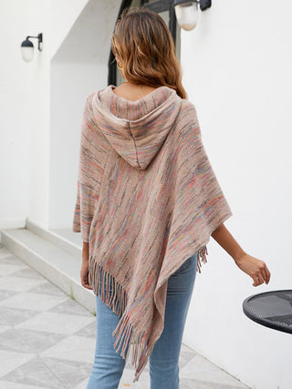 Shop Fringe Hem Hooded Poncho - High-Quality U.S. Made Women’s Fashion with Free & Fast Shipping