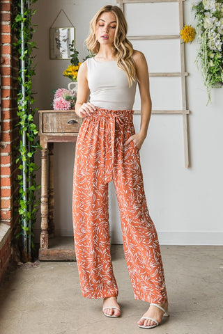 Shop Heimish Full Size Printed Tied Straight Casual Pants - High-Quality U.S. Made Women’s Fashion with Free & Fast Shipping