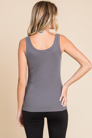 Shop Culture Code Full Size Ribbed Scoop Neck Tank - High-Quality U.S. Made Women’s Fashion with Free & Fast Shipping