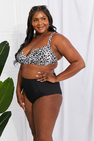 Shop Marina West Swim Take A Dip Twist High-Rise Bikini in Leopard - High-Quality U.S. Made Women’s Fashion with Free Fast Shipping