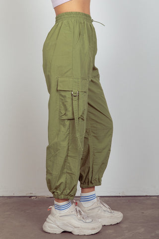 Shop VERY J Elastic Waist Woven Cargo Pants - High-Quality U.S. Made Women’s Fashion with Free & Fast Shipping