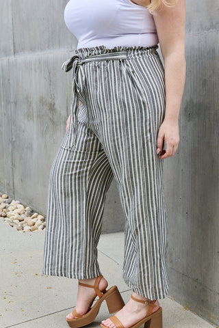 Shop Heimish Find Your Path Full Size Paperbag Waist Striped Culotte Pants - High-Quality U.S. Made Women’s Fashion with Free & Fast Shipping