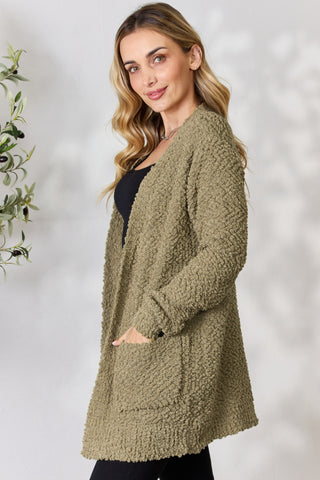 Shop Zenana Falling For You Full Size Open Front Popcorn Cardigan - High-Quality U.S. Made Women’s Fashion with Free & Fast Shipping