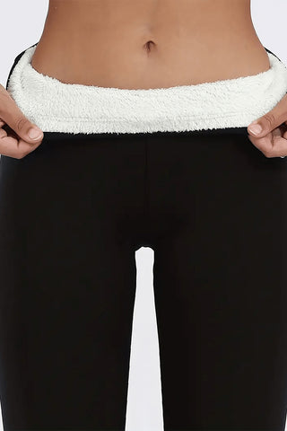 Shop High Waist Wide Waistband Fleece Leggings - High-Quality U.S. Made Women’s Fashion with Free & Fast Shipping