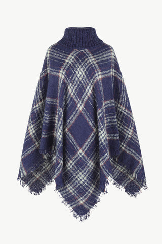 Shop Plaid Turtleneck Fringe Hem Poncho - High-Quality U.S. Made Women’s Fashion with Free Fast Shipping