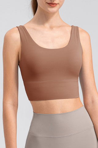 Shop Caramel Scoop Neck Wide Strap Active Tank - High-Quality U.S. Made Women’s Fashion with Free & Fast Shipping