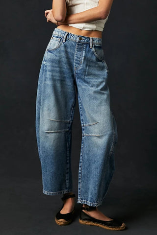 Shop Dusty Blue Wide Leg Jeans with Pockets - High-Quality U.S. Made Women’s Fashion with Free & Fast Shipping