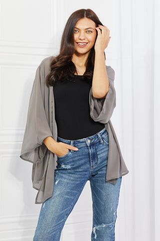 Shop Melody Just Breathe Full Size Chiffon Kimono in Grey - High-Quality U.S. Made Women’s Fashion with Free & Fast Shipping