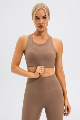 Shop Round Neck Cutout Cropped Active Tank - High-Quality U.S. Made Women’s Fashion with Free & Fast Shipping