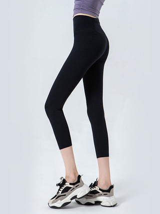 Shop Wide Waistband Cropped Sports Leggings - High-Quality U.S. Made Women’s Fashion with Free & Fast Shipping