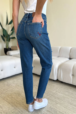 Shop Judy Blue Full Size Queen Of Hearts Coin Pocket BF Jeans - High-Quality U.S. Made Women’s Fashion with Free & Fast Shipping