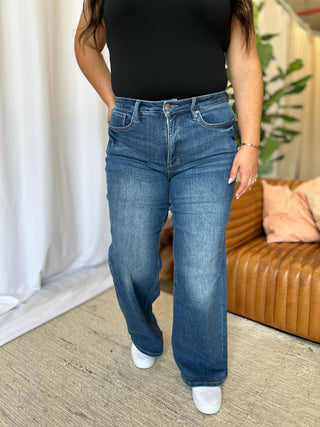 Shop RFM Full Size High Rise Tummy Control Wide Leg Jeans - High-Quality U.S. Made Women’s Fashion with Free Fast Shipping