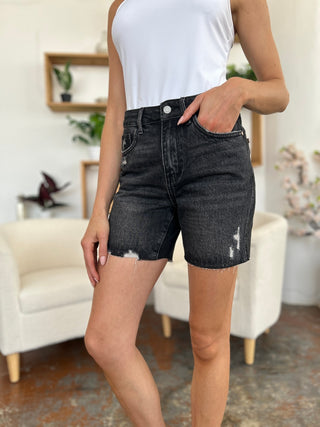 Shop Judy Blue Full Size High Waist Rigid Magic Denim Shorts - High-Quality U.S. Made Women’s Fashion with Free & Fast Shipping