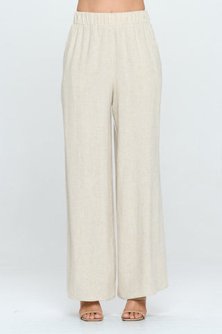 Shop RENEE C Linen Wide Leg Pants with Pockets - High-Quality U.S. Made Women’s Fashion with Free & Fast Shipping