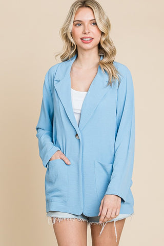 Shop Culture Code One Button Long Sleeve Blazer with Pockets - High-Quality U.S. Made Women’s Fashion with Free & Fast Shipping