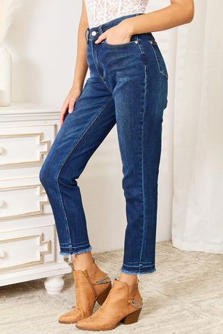 Shop Judy Blue Full Size High Waist Released Hem Slit Jeans - High-Quality U.S. Made Women’s Fashion with Free & Fast Shipping