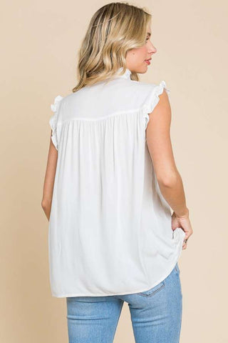 Shop Culture Code Full Size Frill Edge Smocked Sleeveless Top - High-Quality U.S. Made Women’s Fashion with Free & Fast Shipping