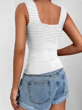 Shop Square Neck Wide Strap Tank - High-Quality U.S. Made Women’s Fashion with Free & Fast Shipping