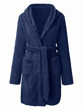 Shop Tie Waist Hooded Robe - High-Quality U.S. Made Women’s Fashion with Free & Fast Shipping