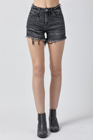 Shop RISEN Raw Hem Denim Shorts with Pockets - High-Quality U.S. Made Women’s Fashion with Free & Fast Shipping