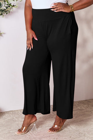 Shop Double Take Full Size Smocked Wide Waistband Wide Leg Pants - High-Quality U.S. Made Women’s Fashion with Free & Fast Shipping