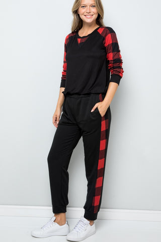 Shop Celeste Design Full Size Plaid Side Print Sweatpants - High-Quality U.S. Made Women’s Fashion with Free & Fast Shipping