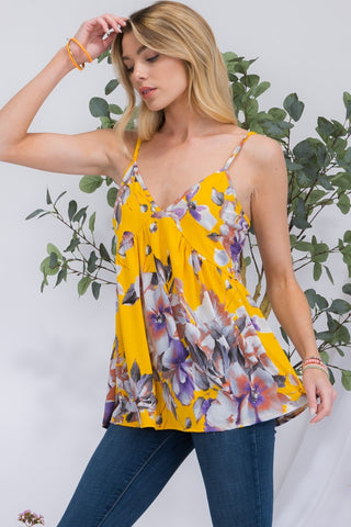 Shop Celeste Full Size Floral V-Neck Cami - High-Quality U.S. Made Women’s Fashion with Free & Fast Shipping