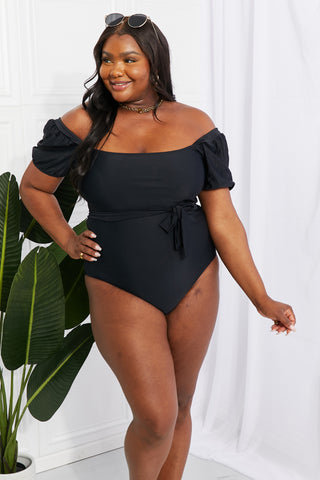 Shop Marina West Swim Salty Air Puff Sleeve One-Piece in Black - High-Quality U.S. Made Women’s Fashion with Free Fast Shipping