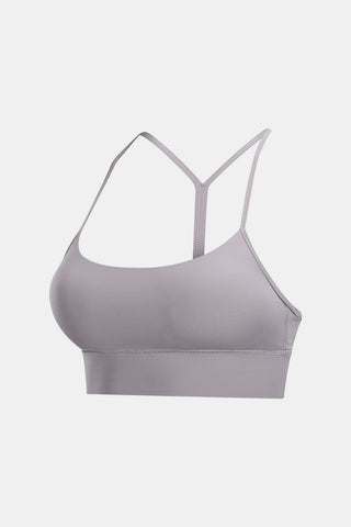 Shop Gray Millennia Y Back Yoga Bra Tops - High-Quality U.S. Made Women’s Fashion with Free & Fast Shipping