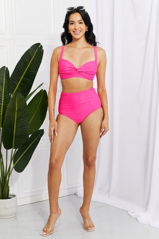 Shop Marina West Swim Take A Dip Twist High-Rise Bikini in Pink - High-Quality U.S. Made Women’s Fashion with Free Fast Shipping