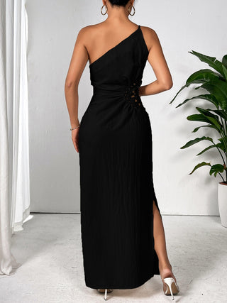 Shop Honey Slit One Shoulder Sleeveless Maxi Dress - High-Quality U.S. Made Women’s Fashion with Free & Fast Shipping